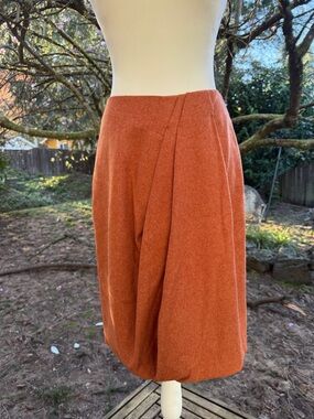 NWT Max Mara pleated orange wool skirt 6